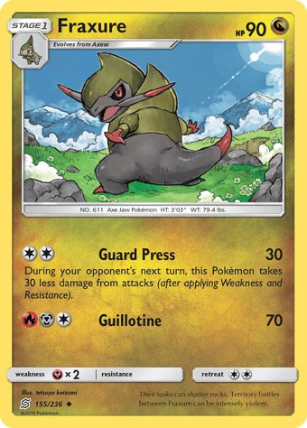 Fraxure Unified Minds Pokemon Card