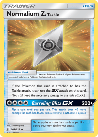 Normalium Z: Tackle Unified Minds Pokemon Card