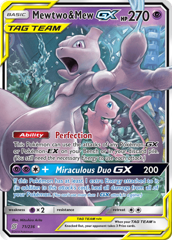 Mewtwo & Mew-GX Unified Minds Pokemon Card