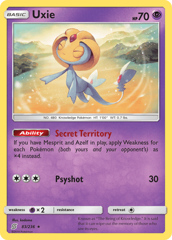 Uxie Unified Minds Pokemon Card