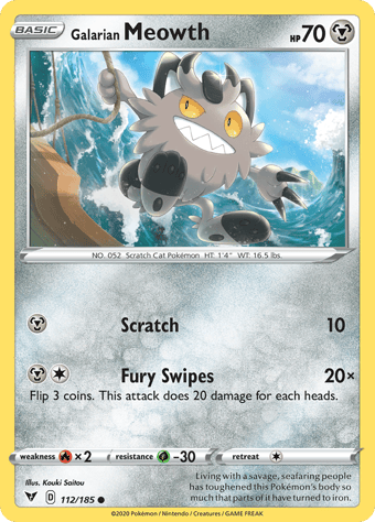 Galarian Meowth Vivid Voltage Pokemon Card