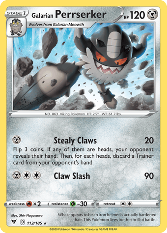 Galarian Perrserker Vivid Voltage Pokemon Card