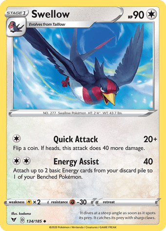 Swellow Vivid Voltage Pokemon Card