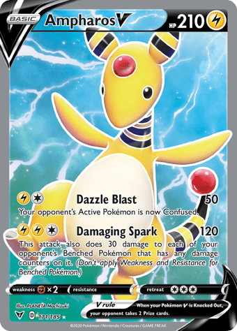 Ampharos V Vivid Voltage Pokemon Card