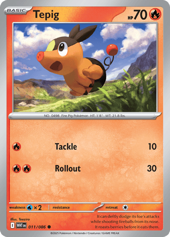 Tepig White Flare Pokemon Card