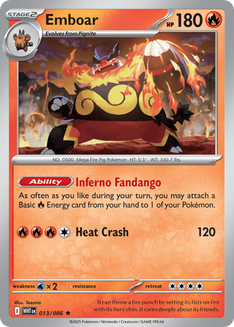 Emboar White Flare Pokemon Card