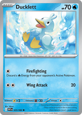 Ducklett White Flare Pokemon Card