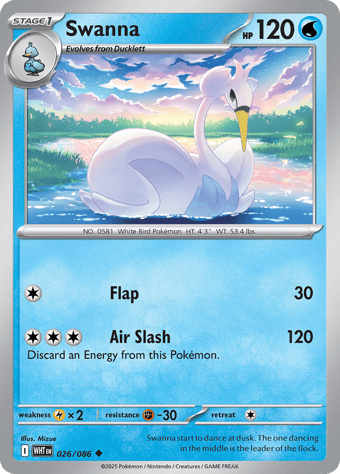 Swanna White Flare Pokemon Card
