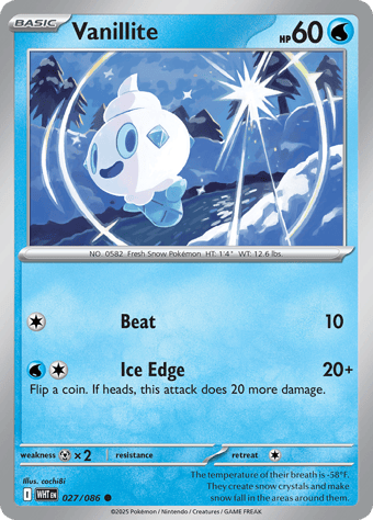 Vanillite White Flare Pokemon Card