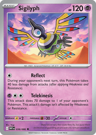 Sigilyph White Flare Pokemon Card