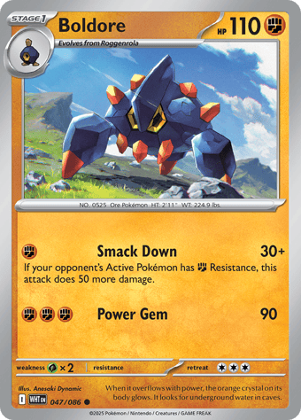 Boldore White Flare Pokemon Card