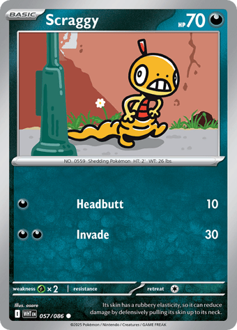 Scraggy White Flare Pokemon Card