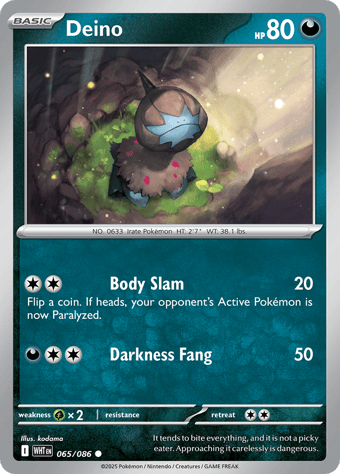 Deino White Flare Pokemon Card