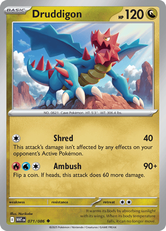 Druddigon White Flare Pokemon Card