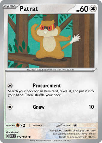 Patrat White Flare Pokemon Card