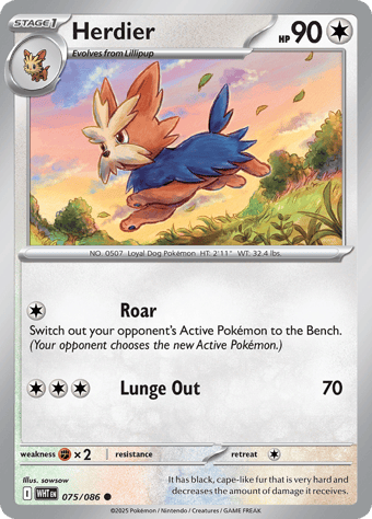 Herdier White Flare Pokemon Card