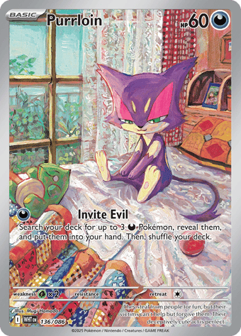 Purrloin White Flare Pokemon Card