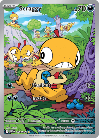 Scraggy White Flare Pokemon Card