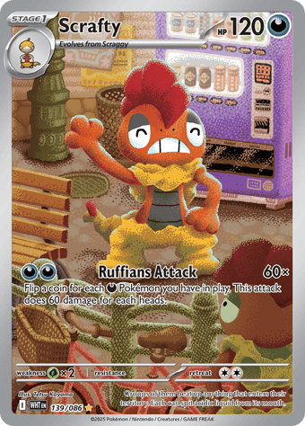 Scrafty White Flare Pokemon Card