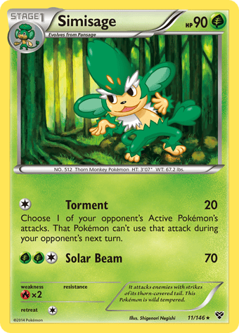 Simisage XY Pokemon Card