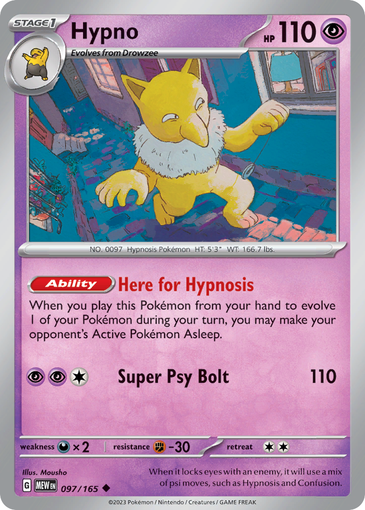 Hypno Pokemon 151 Pokemon Card