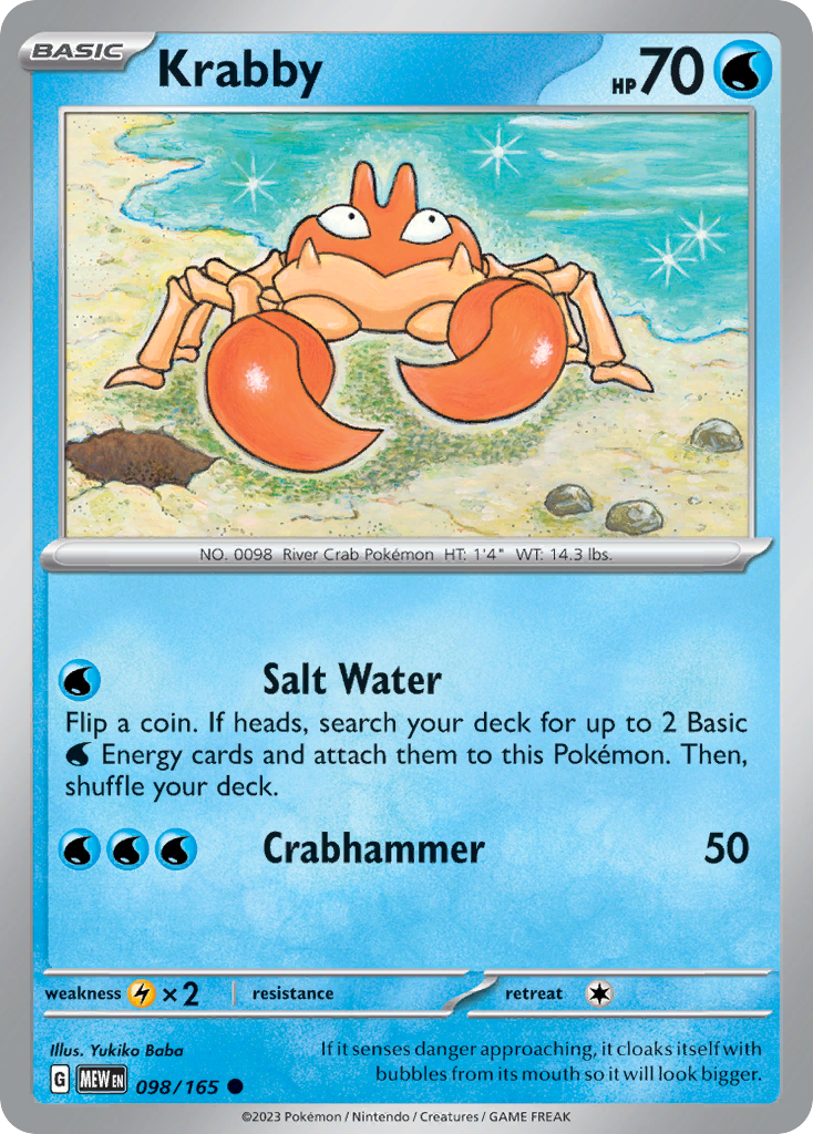Krabby Pokemon 151 Pokemon Card