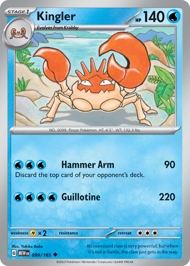 Kingler Pokemon 151 Pokemon Card