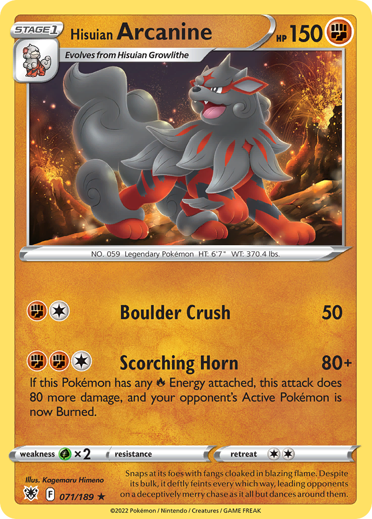 Hisuian Arcanine Astral Radiance Pokemon Card