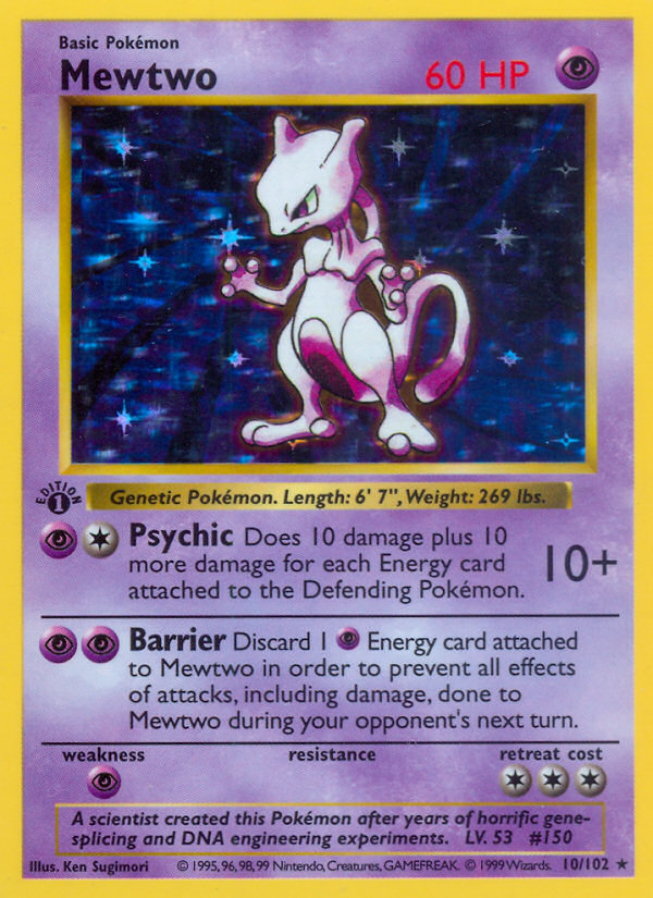 Mewtwo Base Set Pokemon Card