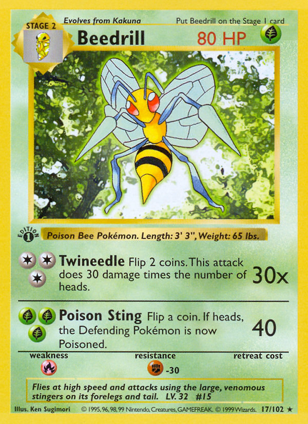 Beedrill Base Set Pokemon Card
