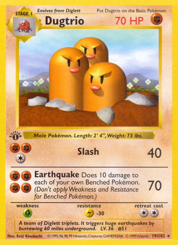 Dugtrio Base Set Pokemon Card