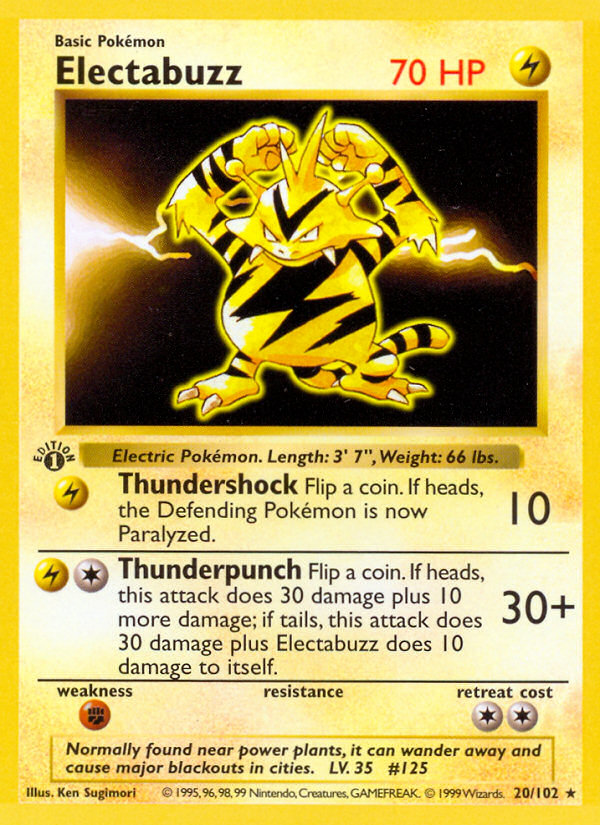 Electabuzz Base Set Pokemon Card