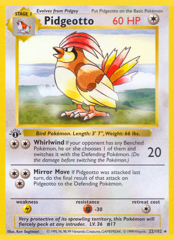 Pidgeotto Base Set Pokemon Card