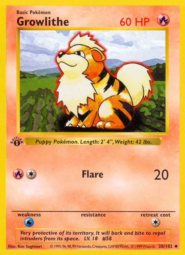 Growlithe Base Set Pokemon Card