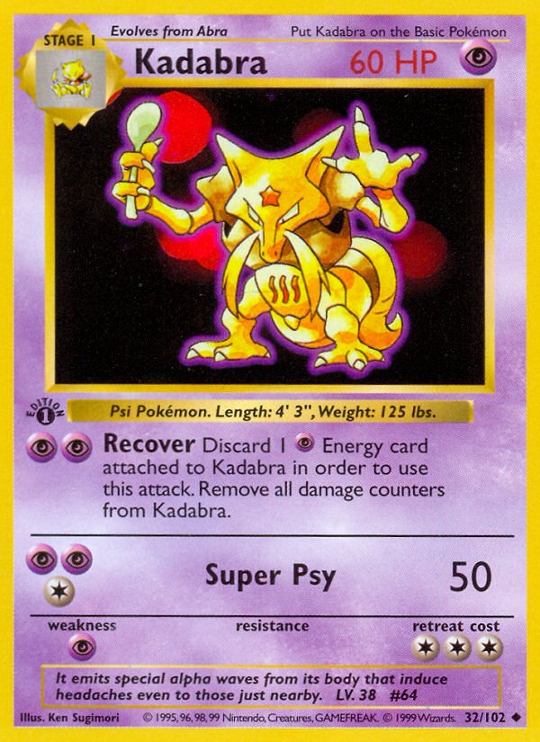 Kadabra Base Set Pokemon Card