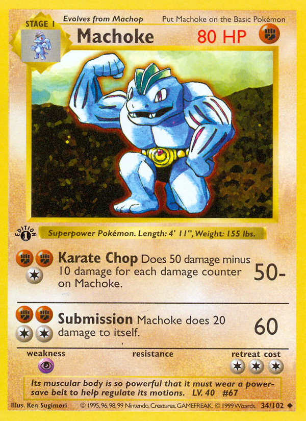 Machoke Base Set Pokemon Card