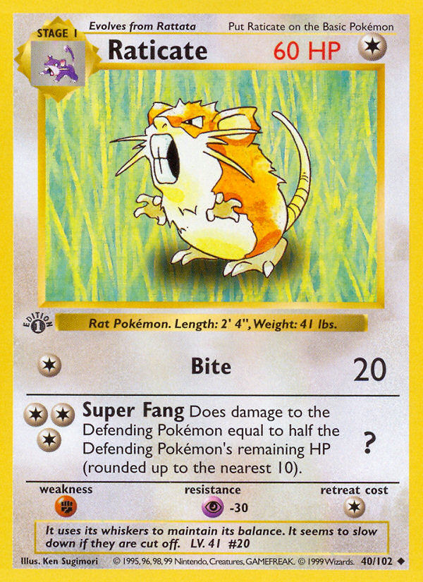 Raticate Base Set Pokemon Card