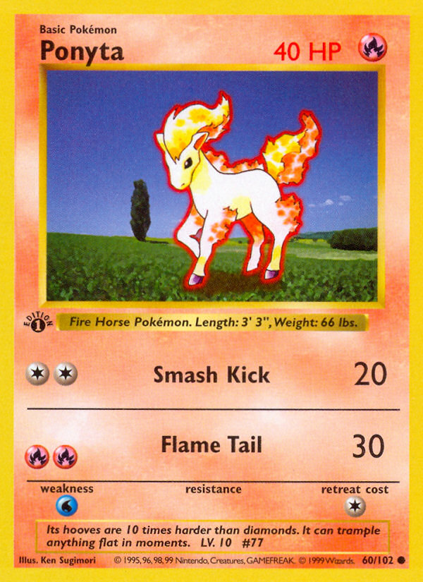 Ponyta Base Set Pokemon Card