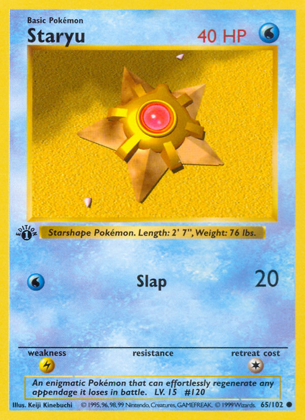 Staryu Base Set Pokemon Card