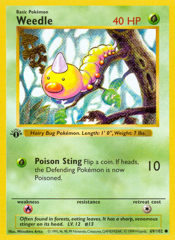 Weedle Base Set Pokemon Card