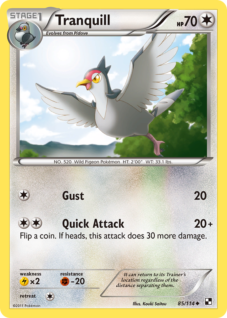 Tranquill Pokemon Card
