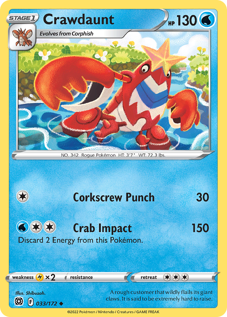 Crawdaunt Brilliant Stars Pokemon Card