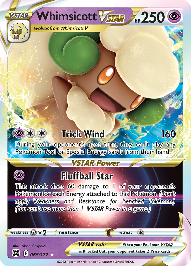 Whimsicott VSTAR Brilliant Stars Pokemon Card