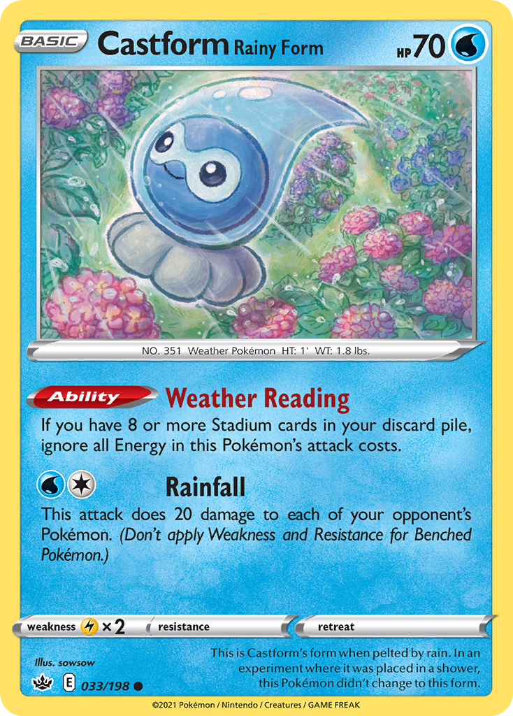 Castform Rainy Form Chilling Reign Pokemon Card