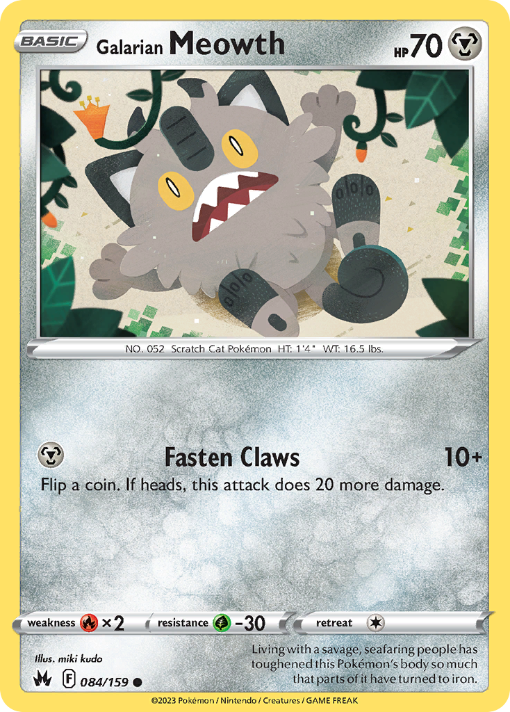 Galarian Meowth Crown Zenith Pokemon Card