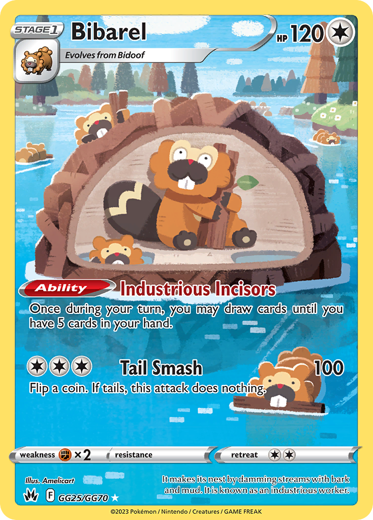 Bibarel Crown Zenith Pokemon Card