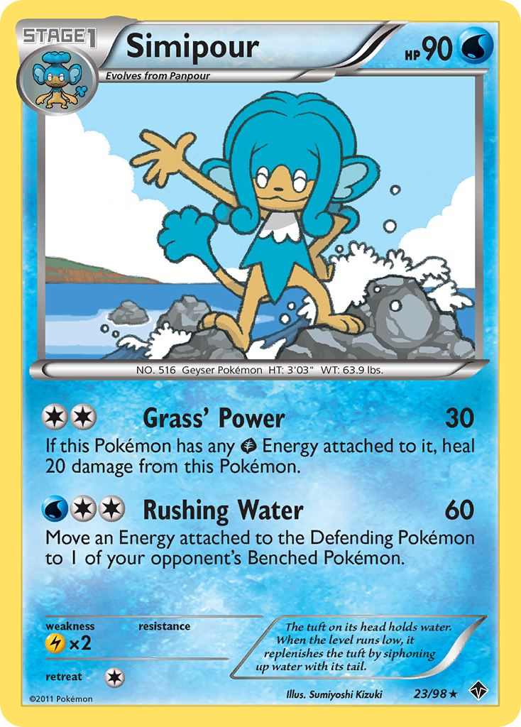 Simipour Emerging Powers Pokemon Card.