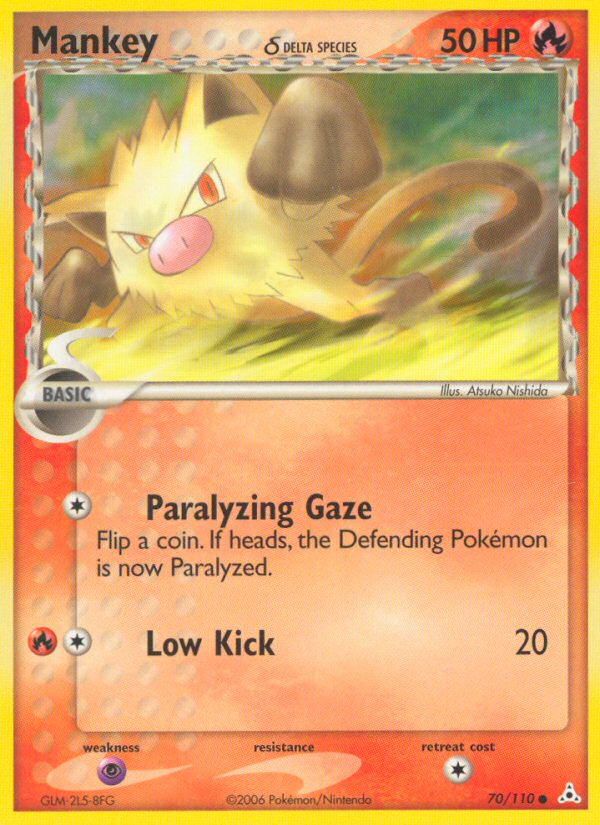 Mankey δ EX Holon Phantoms Pokemon Card.