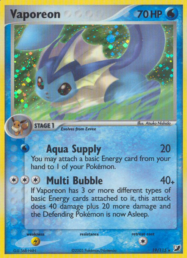 Vaporeon EX Unseen Forces Pokemon Card.