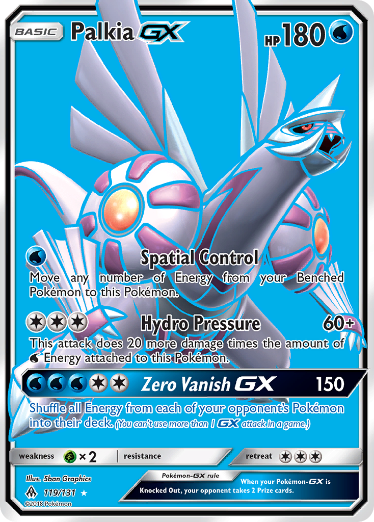 Palkia-GX Forbidden Light Pokemon Card.